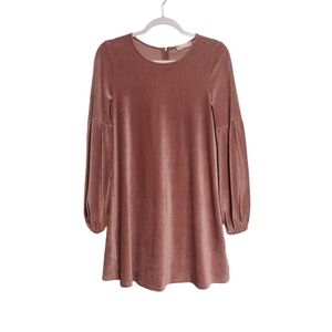 Altar'd State Long Ballon Sleeve Mini Velvet Dress- size XS